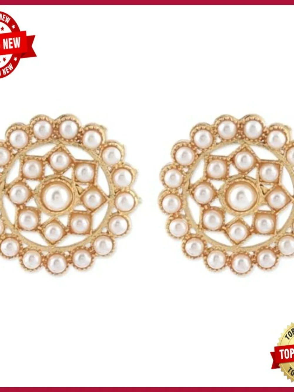Traditional 5 Layer Kundan Pearl Necklace Earring Set
